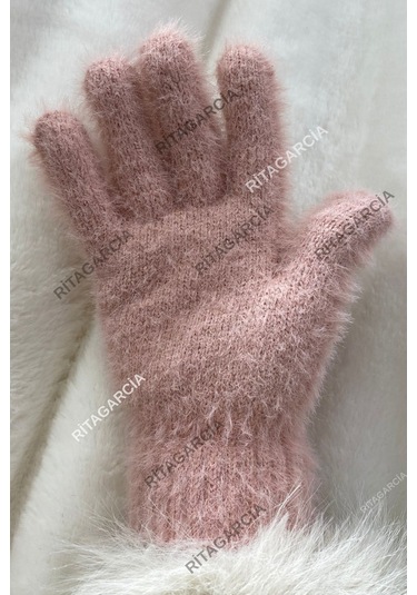 Peluş Uzun Eldiven Pudra
