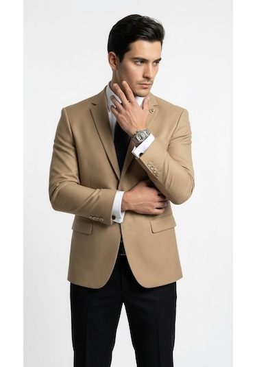 Plus Scorpion Erkek Blazer Ceket Twill Dokuma Likralı Notch Yaka 1 Düğmeli Çift Yırtmaçlı Slim Fit Camel Plus Scorpion Erkek Blazer Ceket Twill Dokuma Likralı Notch Yaka 1 Düğmeli Çift Yırtmaçlı Slim Fit Camel