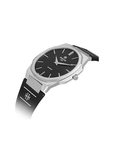 Hislon Cl127t-04bs Safir Çizilmez Cam Silikon Kordon Siyah Renk Erkek Kol Saati Siyah