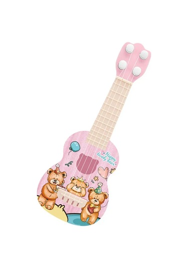 Yaozixa Küçük Müziğe Giriş Için Sevimli Ayı Desenli Plastik Ukulele, Çocuklar İçin Eğitici Müzik Oyuncak, 1 Adet
