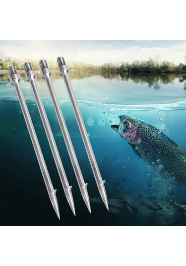 Geeroyoo 4 Adet Tek Dişli Paslanmaz Çelik Balık Mızrağı, Dairesel Tırnaklı, Kaçırmayan, 8mm Uç Parçası İle Uyumlu, Balık-fare- Somon-yılan Balığı İçin, Hafif Ve Taşınabilir Olta Aleti