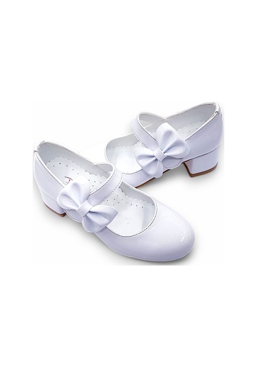 Beebron Ortopedik Topuklu Abiye Kız Çocuk Ayakkabı Glossy Series Abiayk2401 Rugan Beyaz Rugan Beyaz
