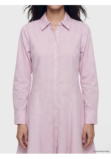 LC Waikiki Pembe Ekose A Kesim Mini Gömlek Elbise