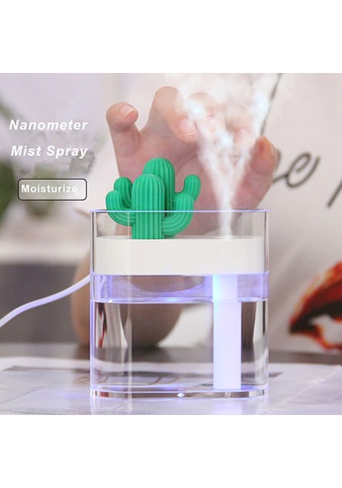 Tenfowee Cactus Şekilli Usb Nemlendirici 160ml - 7 Renkli Gece Lambası, Nano Sprey Teknolojisi, Ev/ofis Kullanıma Uygun