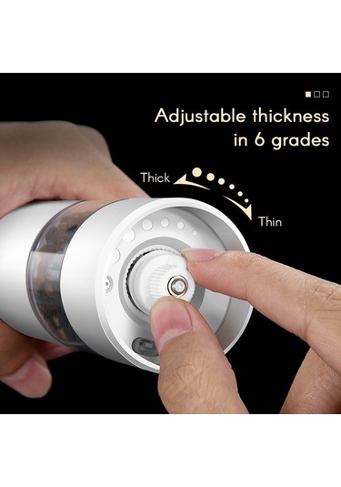 Createtech Aromalı Elektrikli Öğütücü, 6 Hız Ayarlı, Usb Şarjlı, Tuz/biber İçin, Beyaz Beyaz