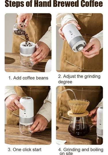 Ulzyvf Taşınabilir Usb Şarjlı Kahve Değirmeni - 200ml, 13w, Seyahat & Ofis İçin Siyah Siyah