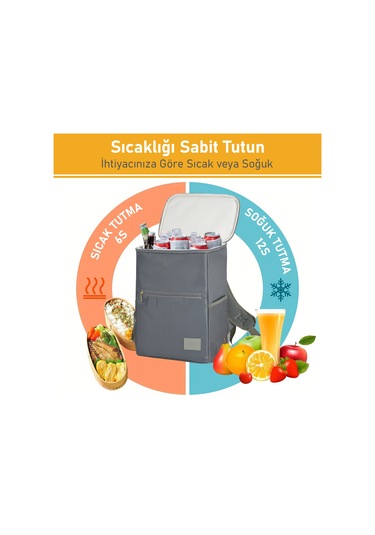 Haegs Termal Sırt Çantası Yalıtımlı Termos Soğutucu Çanta, Erkek Kadın Buzluk Çanta Soğutucu, Kamp Plaj Balıkçılık Öğle Yemeği Piknik Beslenme Yemek Taşıma Çantası Duman Gri