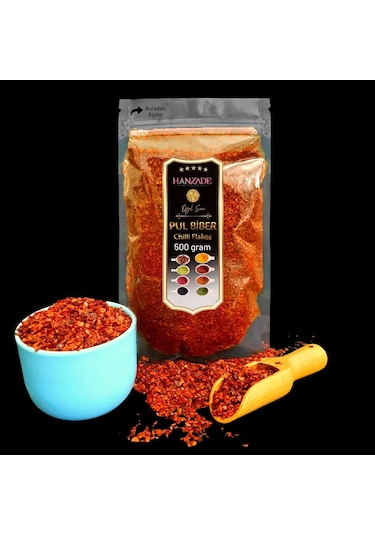 Hanzade Bitkisel Pul Biber İnce Orta Acı 500 G