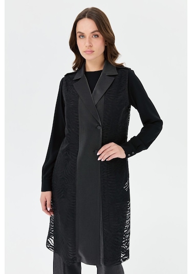 Jakar Kumaşlı Uzun Ceketli Pantolonlu Takım Siyah Siyah
