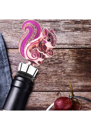 Konesam 2 Adet Metal Sincap Desenli Şarap Şişe Tıkanıcısı - Zinc Alloy Malzeme İle Şarap Tazeliğini Koruyucu Dekoratif Korku