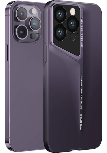 Zore Apple Uyumlu iPhone 14 Pro Max Kılıf Ultra İnce Kamera Korumalı Sert Rubber Procase Derin Mor