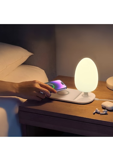 2 Si 1 Arada Led Rgb Masa Lambası Hızlı Kablosuz Şarj İstasyonu T