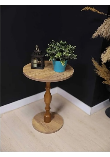 38 Çap Ahşap Torna Ayak Fiskos Yan Sehpa Çam Çiçeklik Standı