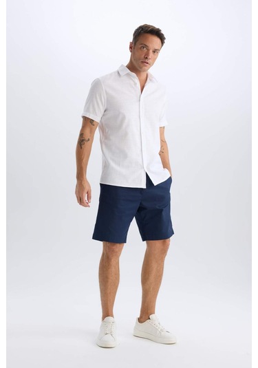 Defacto %100 Pamuk Regular Fit Gabardin Bermuda Şort C7684ax25spnv135 Lacivert