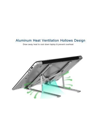 Kosona Alüminyum Folding Laptop Stand: 6 Seviye Yükseklik Ayarlı, Soğutma Özelliği, 10-15.6 İnç Cihazlar İçin Taşınabilir Destek