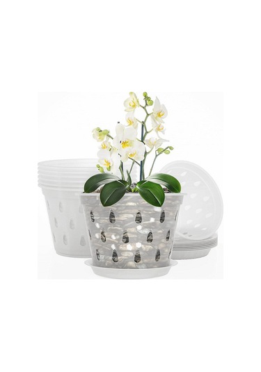 Orkide Saksıları- 7 İnç- 5 Saksı Ve Tabak, Orkide Saksıları