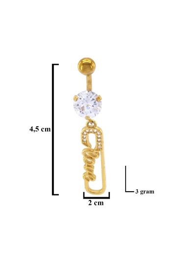 Ferizz Altın Kaplama Zirkon Taşlı Kanca Piercing Prc-126