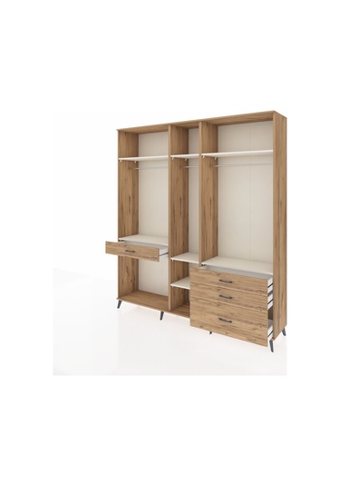 Hyperion Dolap 7 Raflı 4 Çekmeceli 3 Askılı 220x44x243 Çam-aytaşı/çam Aytası/atlas Çam