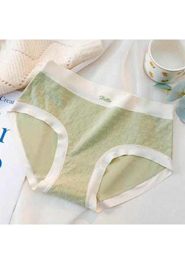 Yeşil Traceless Lace Nefes Alabilir Kadın Orta Bel Külot Kadın Yumuşak Ve Nazik Moda İç Çamaşırı Yeşil