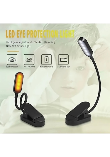 Fastbuy Siyah Okuma Işığı 9 Led Şarj Edilebilir Kitap Lambası 3 Renk Modu Ayarlanabilir Parlaklık 80 Saat Pil Siyah