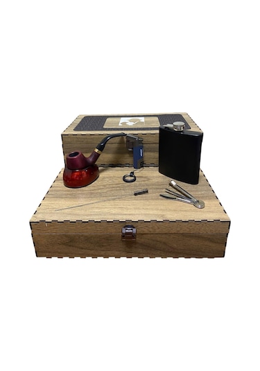 Ahlat Ağacı 7 Oz Çelik Mataralı Pipo Seti 605743-509210