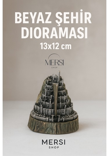 Efsanevi Beyaz Şehir Dioraması 13 12 Cm Fantastik Miniature Masa Dekoru Koleksiyon Figürü 01
