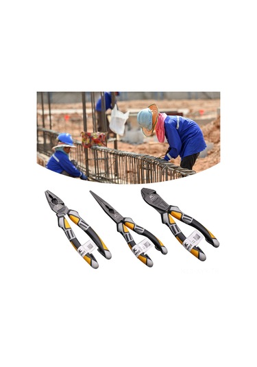 Yaleker Profesyonel Elektrikçi Pliers Seti: Çelik Telli Kesici, Uçlu Ve Eğimli Aynaklı, Krom-vanadyum Çelik, 3 Farklı Tip Seçeneği Sarı