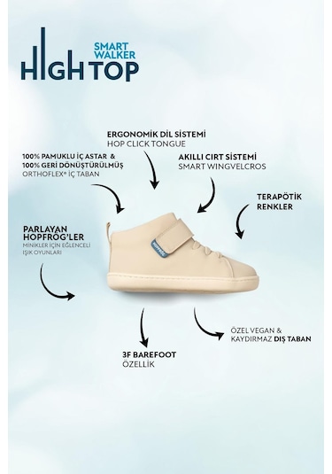 Smart Walker High Top Süper Mat Bej Barefoot Çocuk Bot-süper Mat Bej