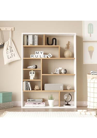 Robin Home Felix Kitaplık 124cm Sepet-beyaz