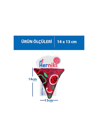 Herniks Sesli Peluş Nakışlı Köpek Oyuncağı Pizza 14 CM