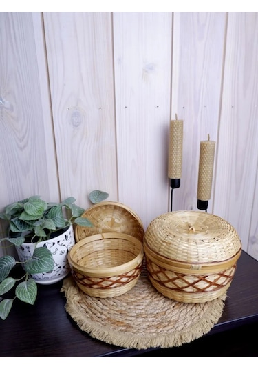 Nika&shop Örgü Kapaklı Sepet Seti 284603391 Kahverengi