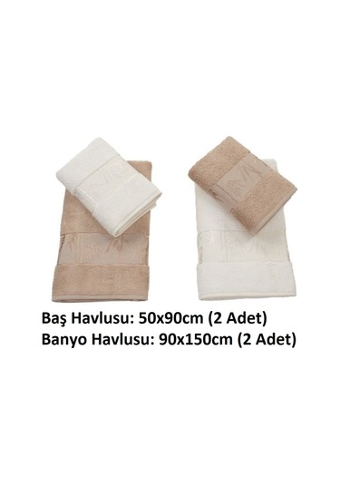 Polo Life 4 Parça Bamboo Hamam Seti Büyük Boy , Banyo Havlu Takımı-krem Sütlü Kahve Krem - Kahverengi