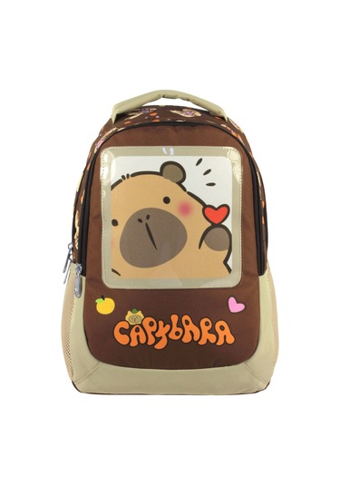 Capybara Erkek Çocuk İlkokul Okul Sırt Çantası - Kahverengi - 5209 Çok Renkli