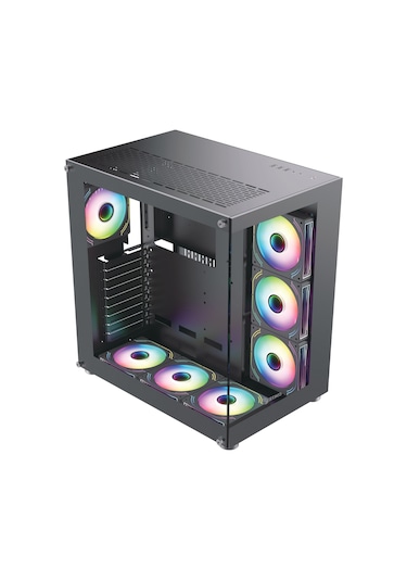 Zoko King Kumandalı ARGB Fanlı Temper Camlı Oyuncu Kasası 7 x 12 CM Siyah