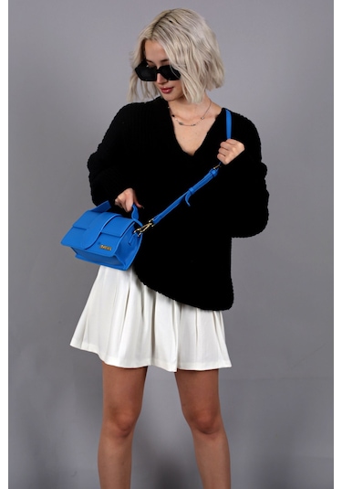 Madmext Siyah Oversize V Yaka Triko Kazak Mg1440 Siyah
