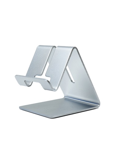 Maiyame Alüminyum Masaüstü Telefon/tablet Tutucu - Dikey/kenar Açı Ayarı, Kaymazsız Silikon, Şarj Delikli, Boyut Uyumlu Gümüş