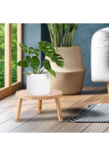 Suntek Saksı Tutucu Ekici Raf Otel Ahşap Bitki Standı Masa Odun