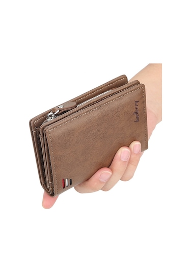 Baellerry D3216 Erkek Kısa Dikey Çoklu Kart Çıtçıt Bozuk Para Cüzdanı Siyah