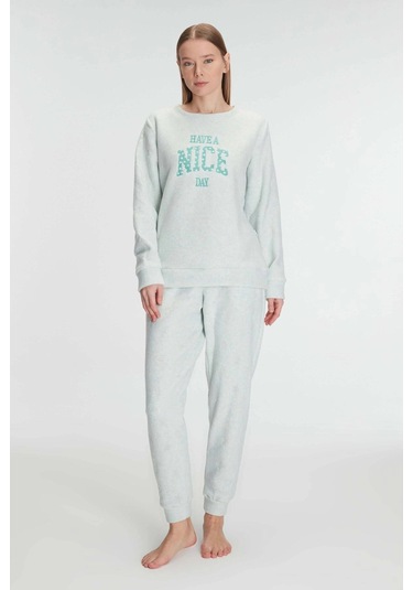 Uzun Kol Polar Pijama Takımı Yeşil