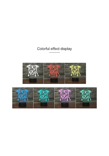 Sones Köpek Siyah Taban Yaratıcı 3d Led Dekoratif Gece Lambası, Dokunmatik Düğme İle Şarj Edilebilir Çok Renkli