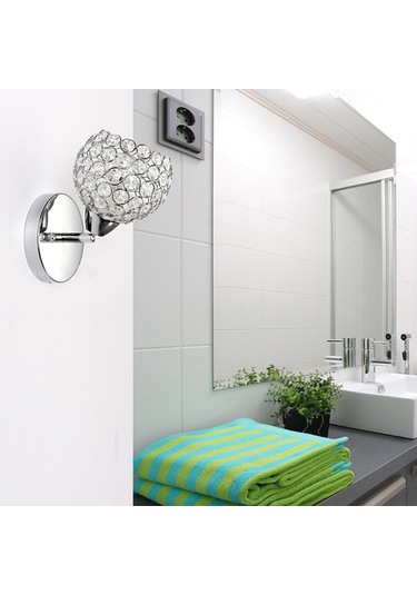 Wezone Gümüş Kristal Duvar Lambası - Metal Gövde, G9 Kaynaklı, 3 Renkli, Parlaklama Yok, 110-130v, Yatak Odası/balkon/mutfak İçin Gümüş