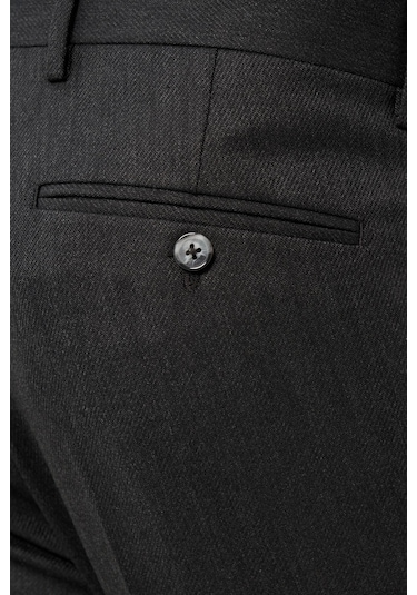 Koyu Antrasit Düz Gabardin Esnek Yan Cep Slim Fit Classic Pantolon 1003245209 070 Koyu Antrasit