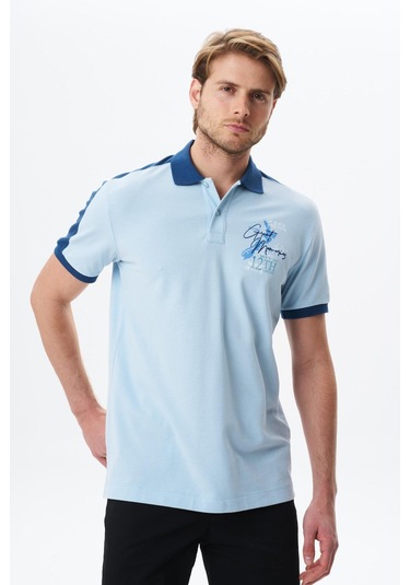 Arma Erkek Regular Fit Baskılı % 100 Pamuk Pike Polo Yaka Tişört Y29374356002 Mavi-m1 Mavi