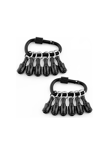 Youmex 1/4 İnç Alüminyum Uzatma Çubuğu - Tek Elle Kullanım İçin Anahtarlık Tutucu Ve Matkap Adaptörü 6 Parça Siyah