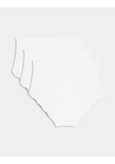 Marks & Spencer 3 Lü Dantelli Full Brief Külot Beyaz