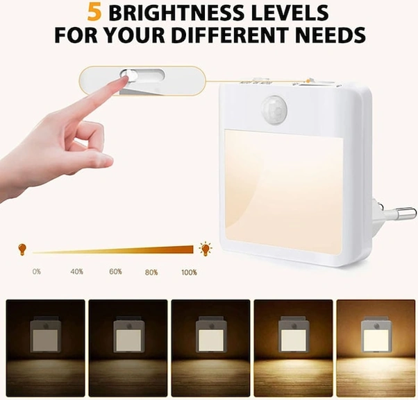 Fastbuy Döresshop Sensörlü Led Gece Lambası - 2'li Paket, Otomatik Açma/kapama, Ayarlanabilir Parlaklık Beyaz Beyaz