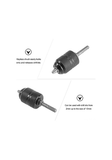 Geeroyoo Sds Adaptörlü 13mm Metal Matkap Mandreni - 2-13mm Kilitli Çeneli Profesyonel Kullanım