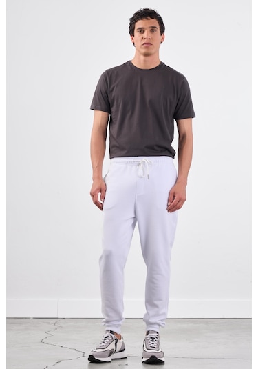 Dufy Beyaz Erkek Eşofman Altı - Regular Fit Beyaz