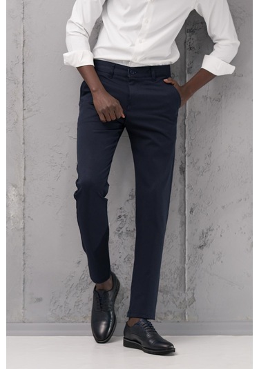 Slimfit Pamuklu Likralı Esnek Mevsimlik Kumaş Pantolon Lacivert
