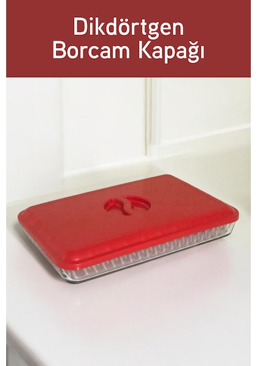 İronika Plastik Borcam Kapağı Dikdörtgen Kırmızı